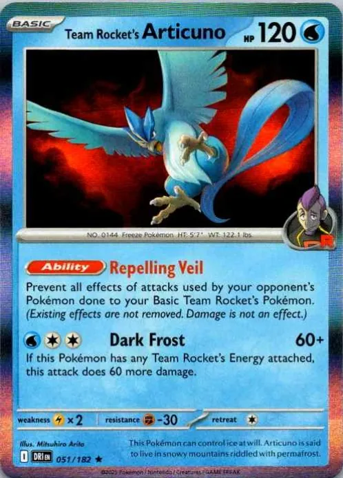 Team Rocket's Articuno, 051/182, Destined Rivals, Reverse Holo