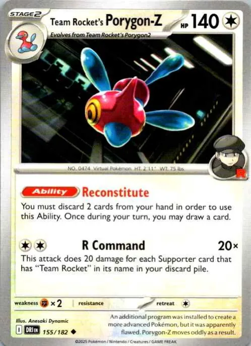 Team Rocket's Porygon-Z, 155/182, Destined Rivals, Holo